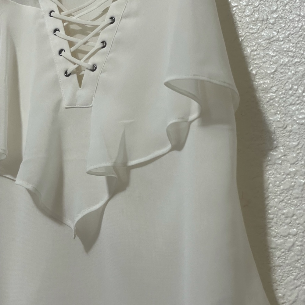 Lace-Up Front Ruffle Tank - Picture 3 of 4